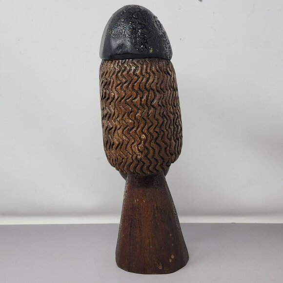 Vintage Wood African-Inspired Tribal Head Sculpture Bust - Picture 3 of 8